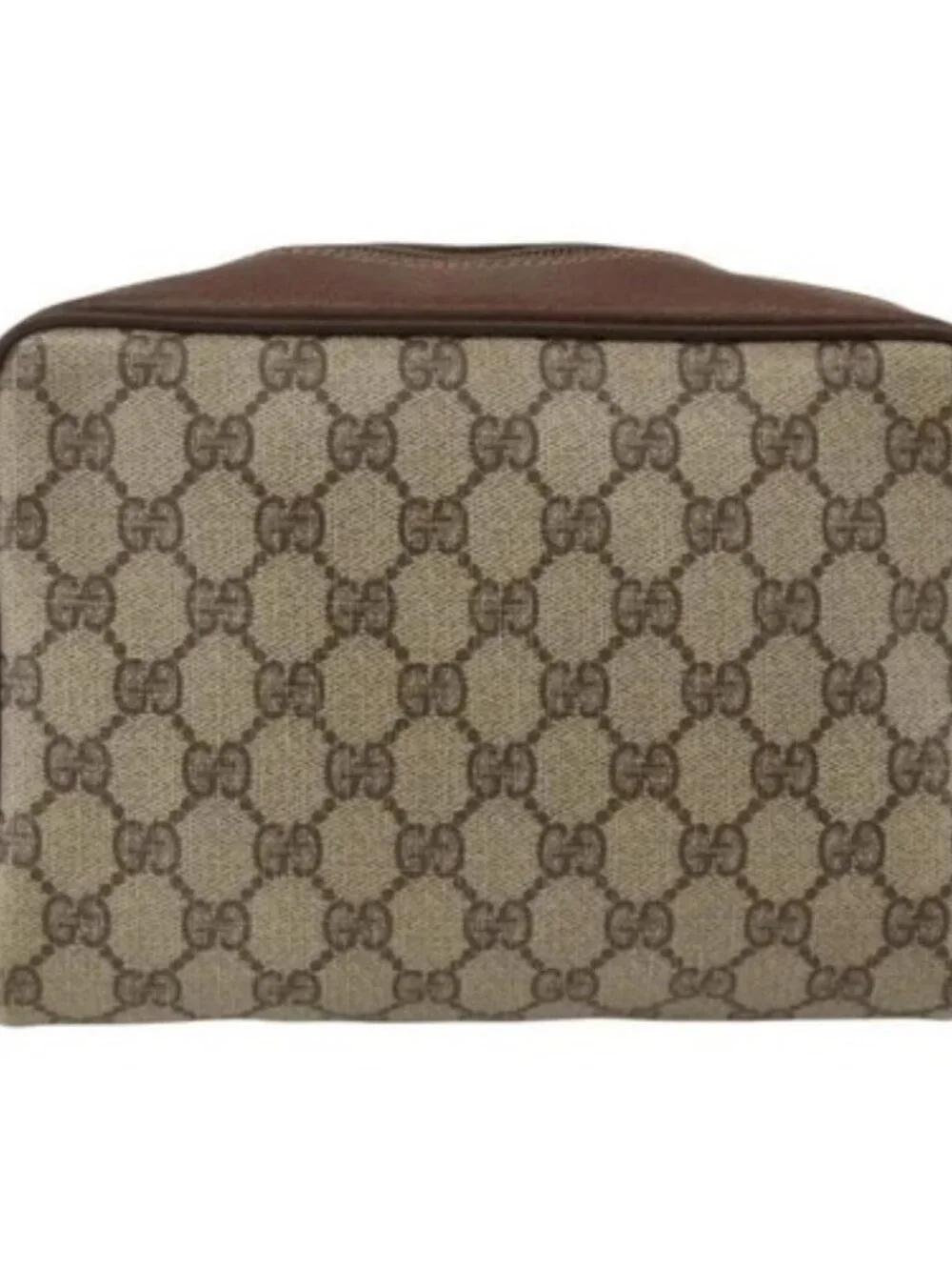 GUCCI GG Supreme Web Sherry Line Bag PVC Beige Gold 001 115 6655 Auth BAZ128
